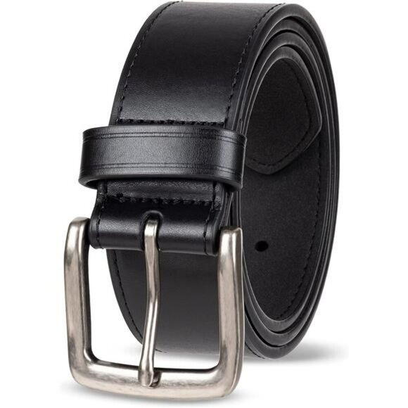 Mens Raw Edge Jeans Belt Faux Leather Classic Buckle Adjustable Waist Sizes - Picture 1 of 5
